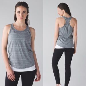 lululemon athletica Gray Striped Tank Top